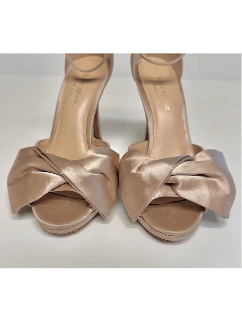 Kate Spade Satin Bow, Blush Pink, Strappy Stiletto Heel Sandals, Woman’s Size 5